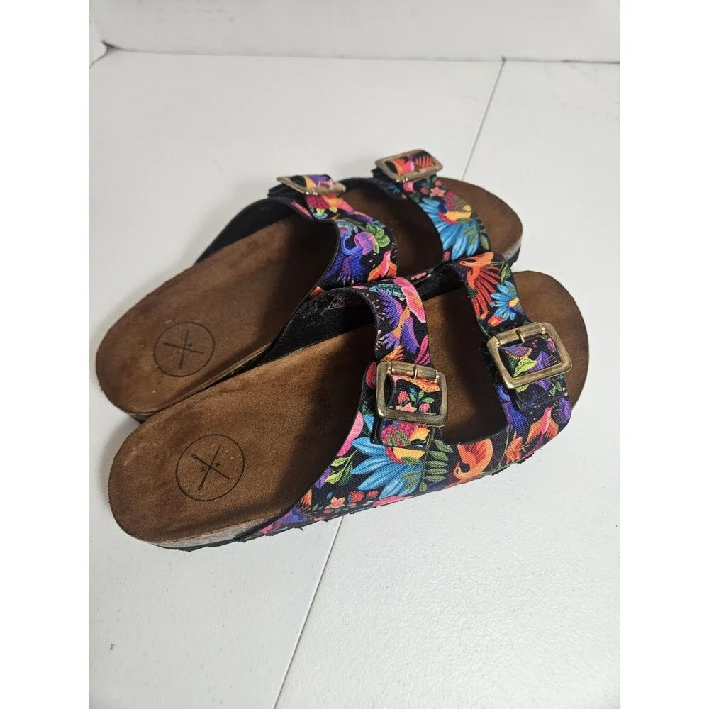 Inkkas Luzon Buckle Sandals Rainforest Tropical Print Women's Size 9